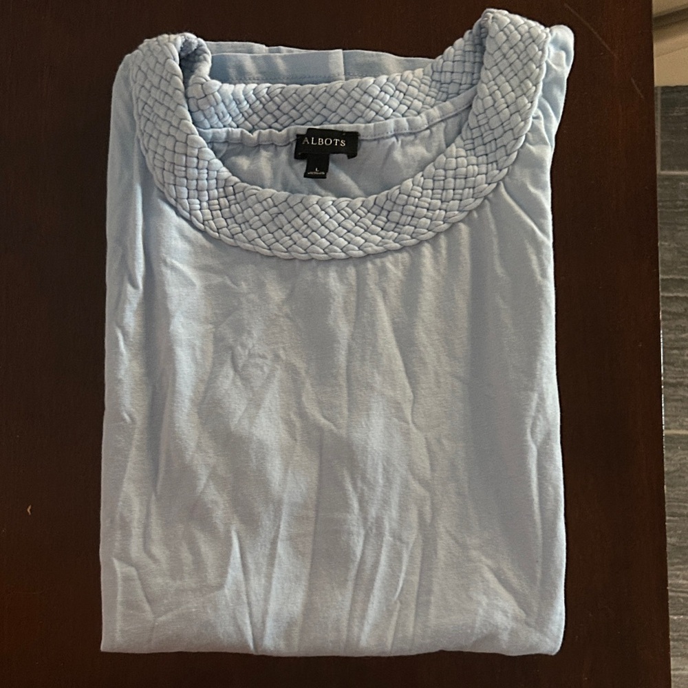 Talbots Sky Blue Braided Neck Top